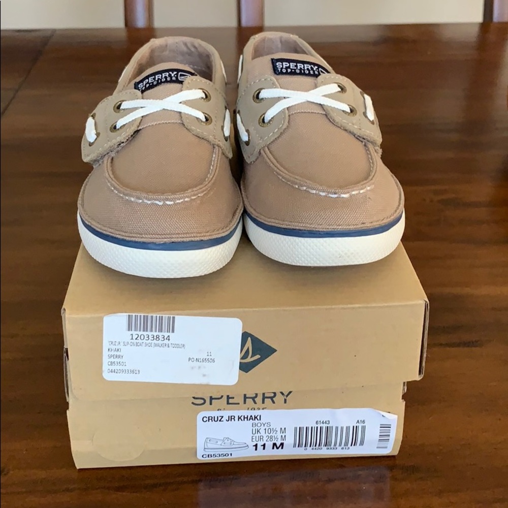 Brand New Boys Sperry Cruz Jr Khaki Shoes